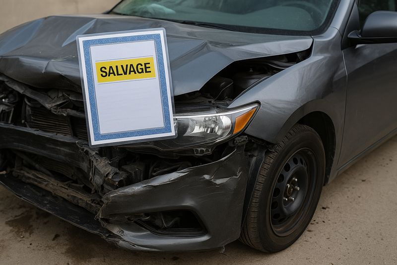 Photo of a damaged car with a salvage title for sale at an online auction.