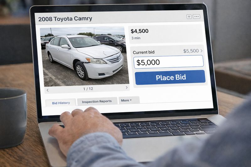 Dashboard view of an online car auction showing multiple vehicles and active proxy bids