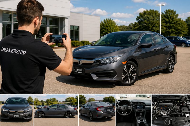 Professional vehicle photography for online car listings at a dealership